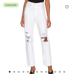 AGOLDE White Mid Rise Loose Jeans